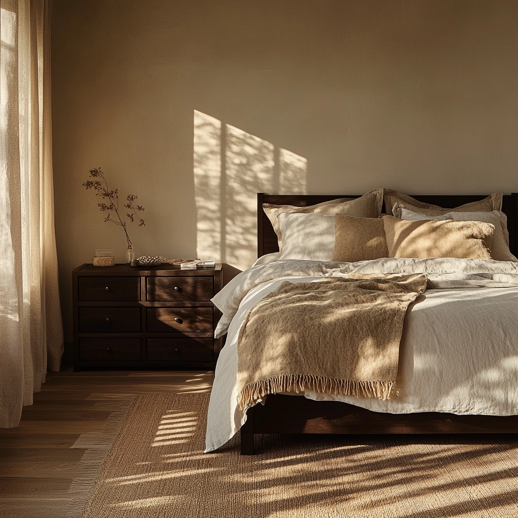 farmhouse bedroom with dark furniture 5