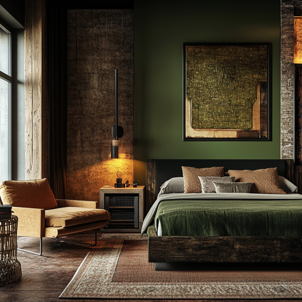 farmhouse bedroom with dark furniture 51