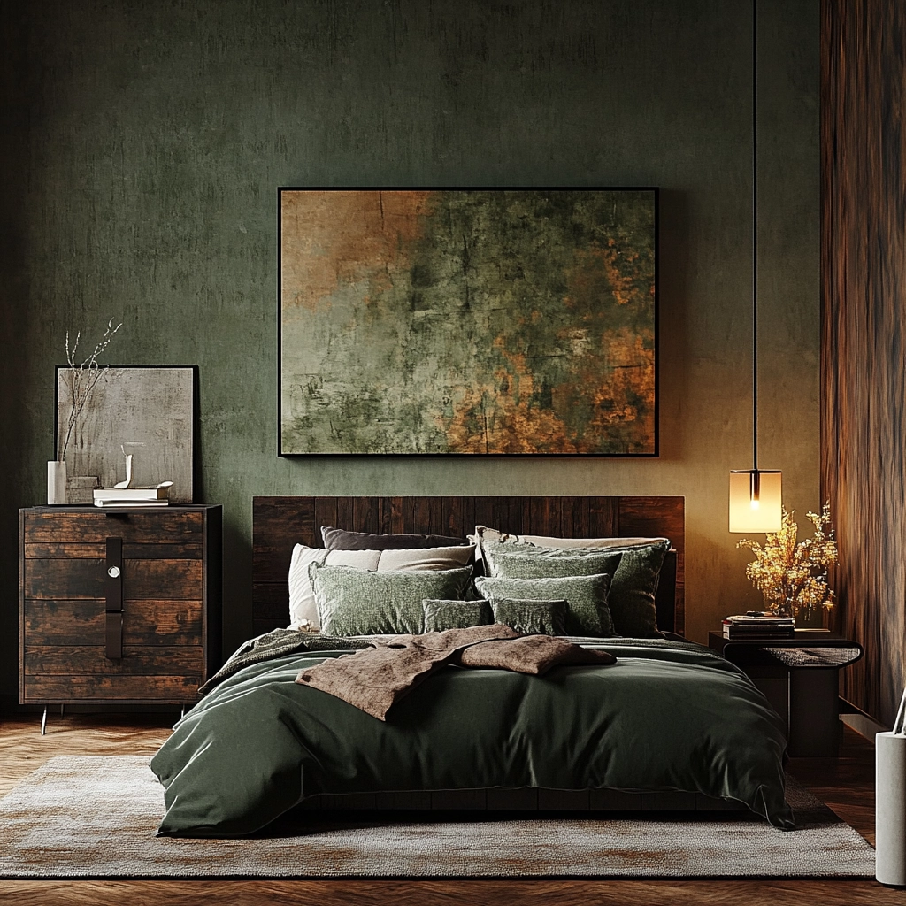 farmhouse bedroom with dark furniture 52