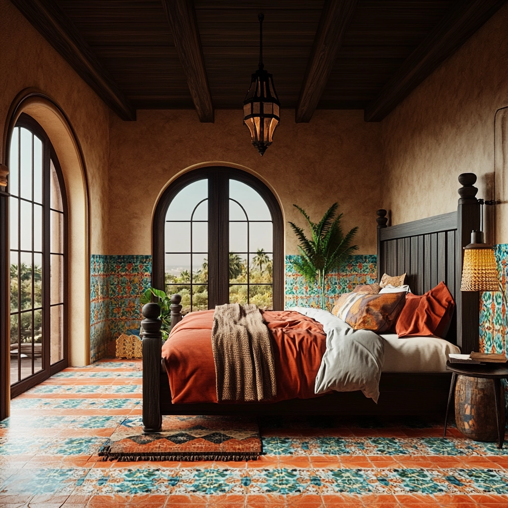 farmhouse bedroom with dark furniture 53