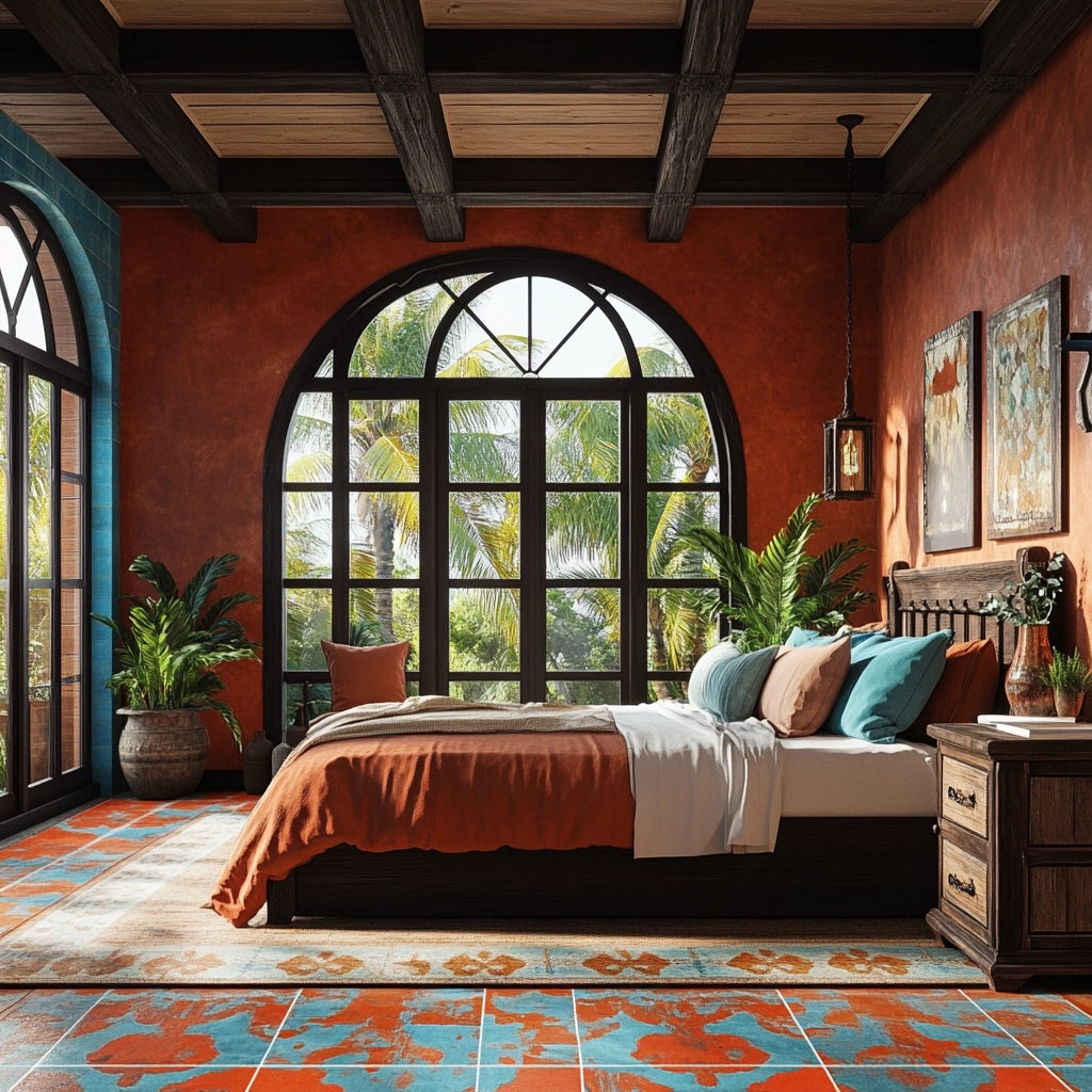 farmhouse bedroom with dark furniture 55