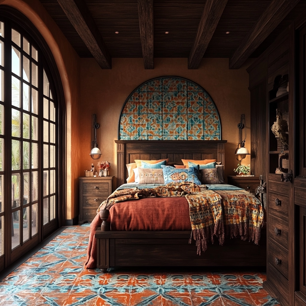 farmhouse bedroom with dark furniture 56