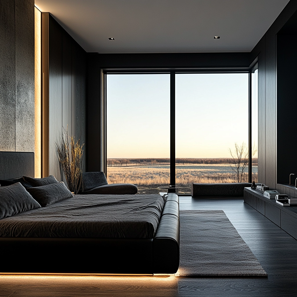farmhouse bedroom with dark furniture 59