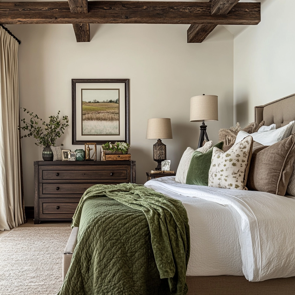 farmhouse bedroom with dark furniture 61