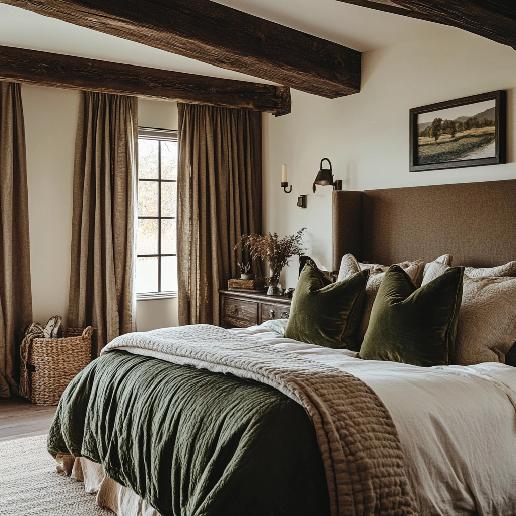 farmhouse bedroom with dark furniture 62