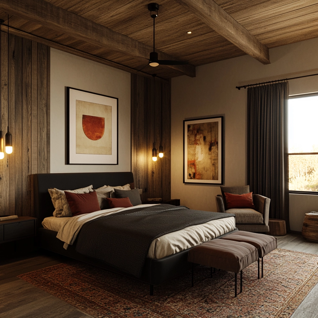 farmhouse bedroom with dark furniture 66