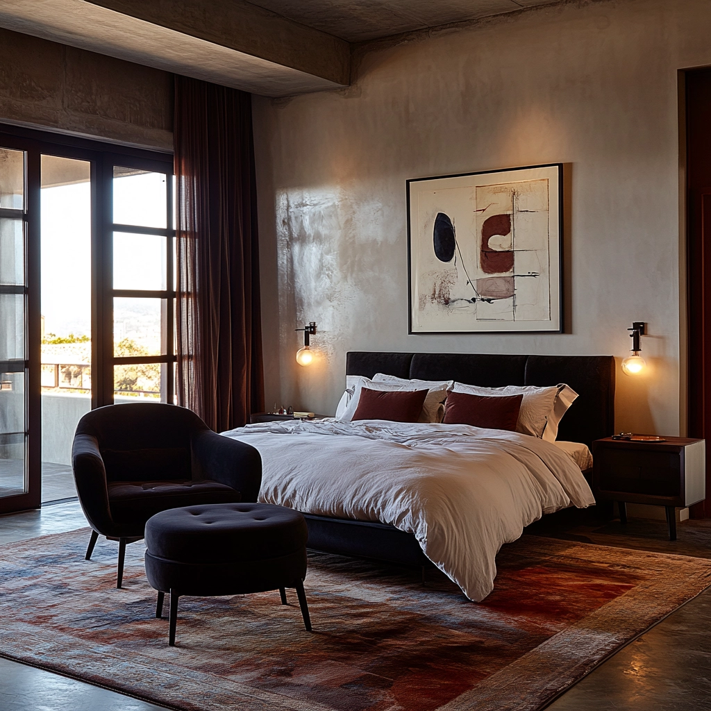 farmhouse bedroom with dark furniture 68