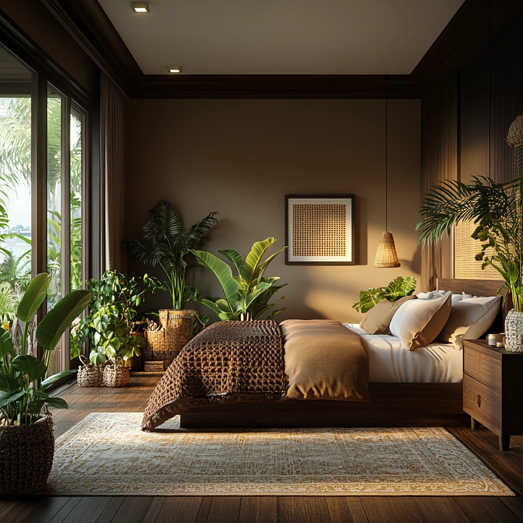 farmhouse bedroom with dark furniture 71