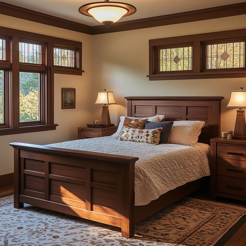 farmhouse bedroom with dark furniture 73
