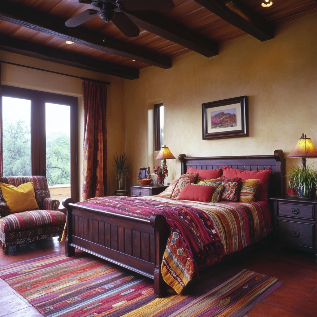 farmhouse bedroom with dark furniture 78