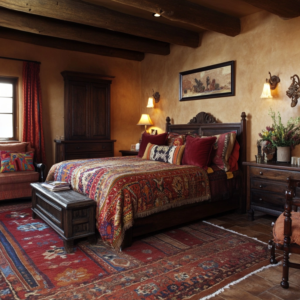 farmhouse bedroom with dark furniture 79