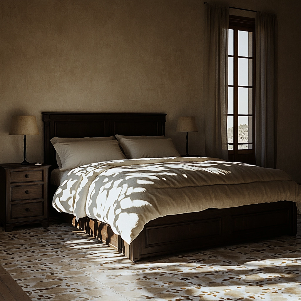 farmhouse bedroom with dark furniture 8