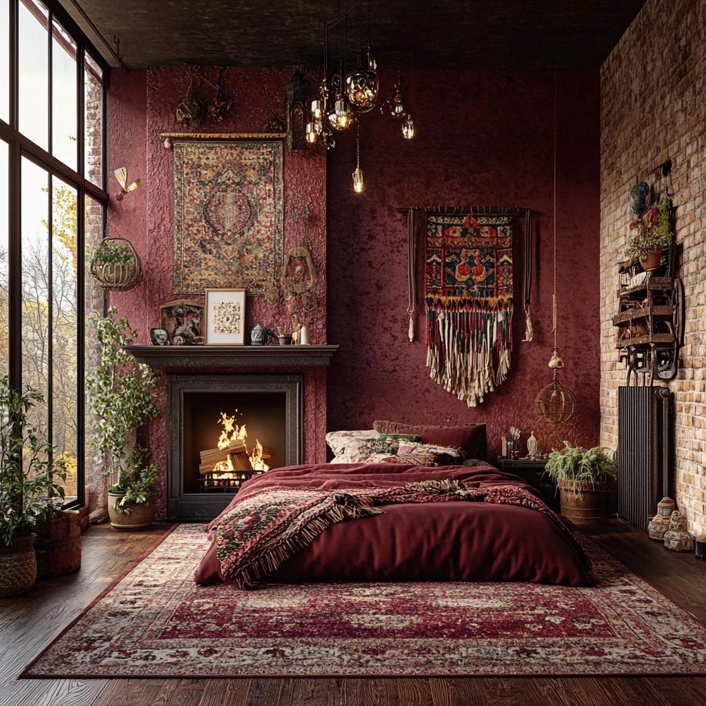 farmhouse bedroom with fireplace 15