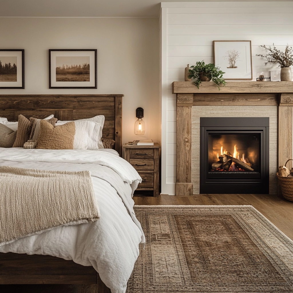 farmhouse bedroom with fireplace 2