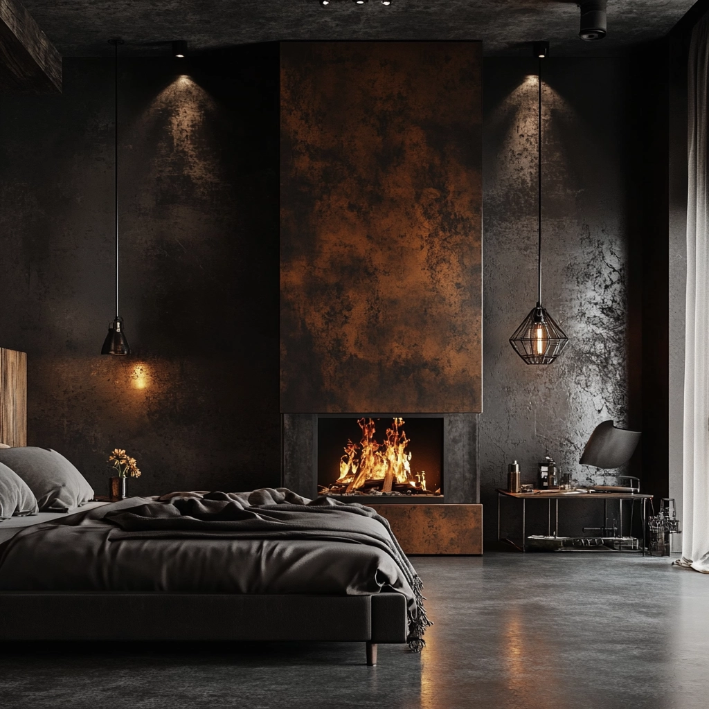 farmhouse bedroom with fireplace 21