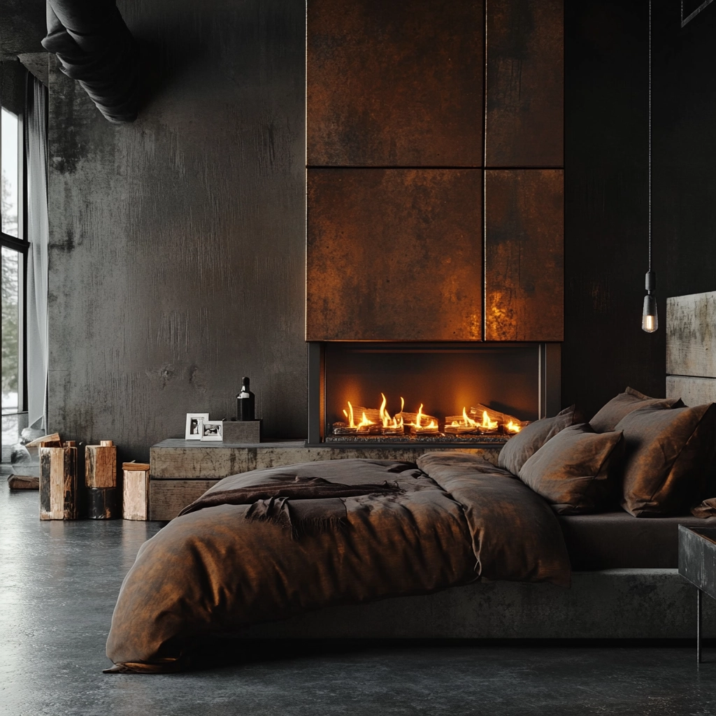 farmhouse bedroom with fireplace 22