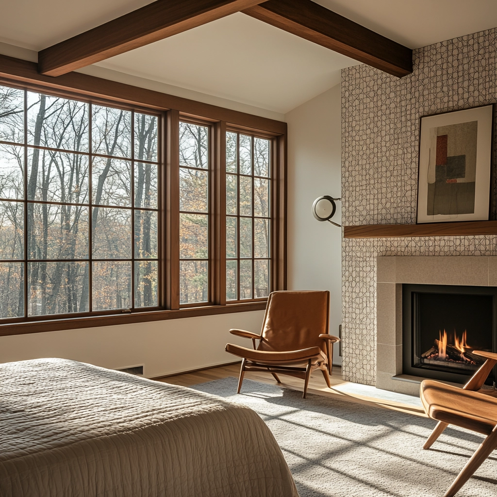 farmhouse bedroom with fireplace 25