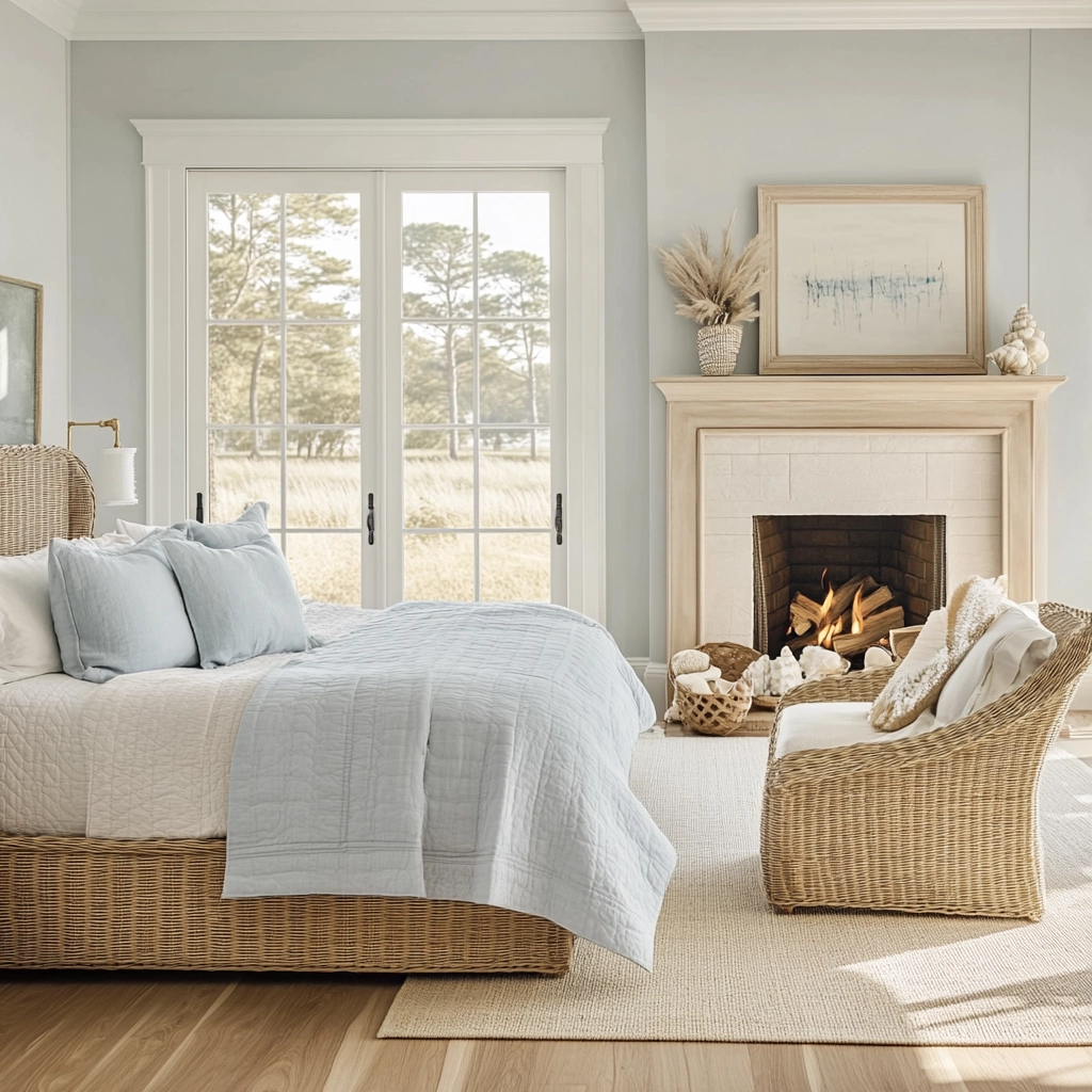 farmhouse bedroom with fireplace 29