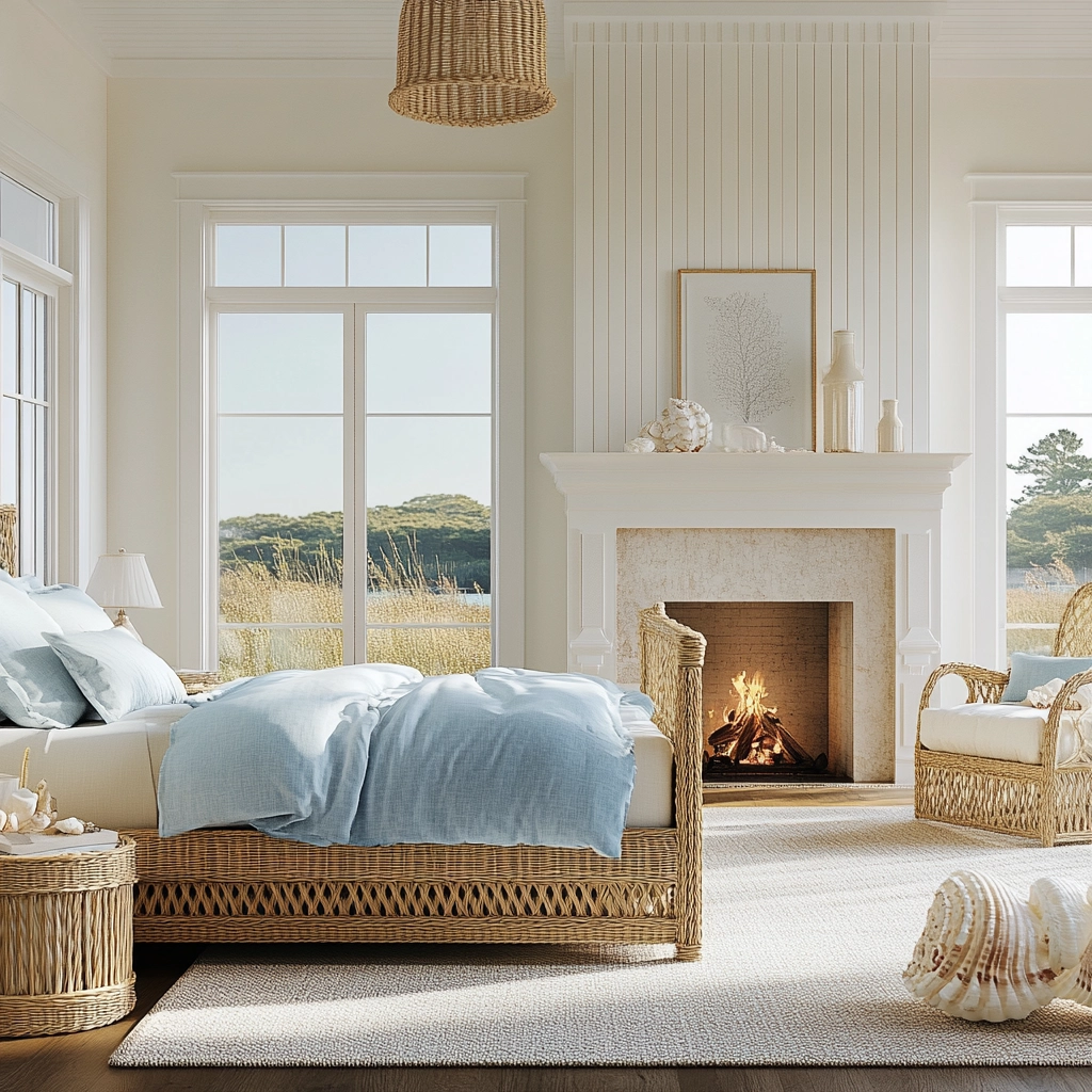 farmhouse bedroom with fireplace 30