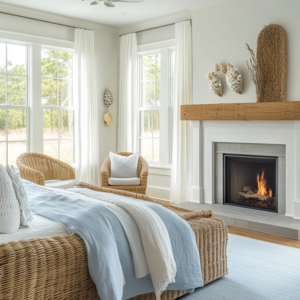 farmhouse bedroom with fireplace 31