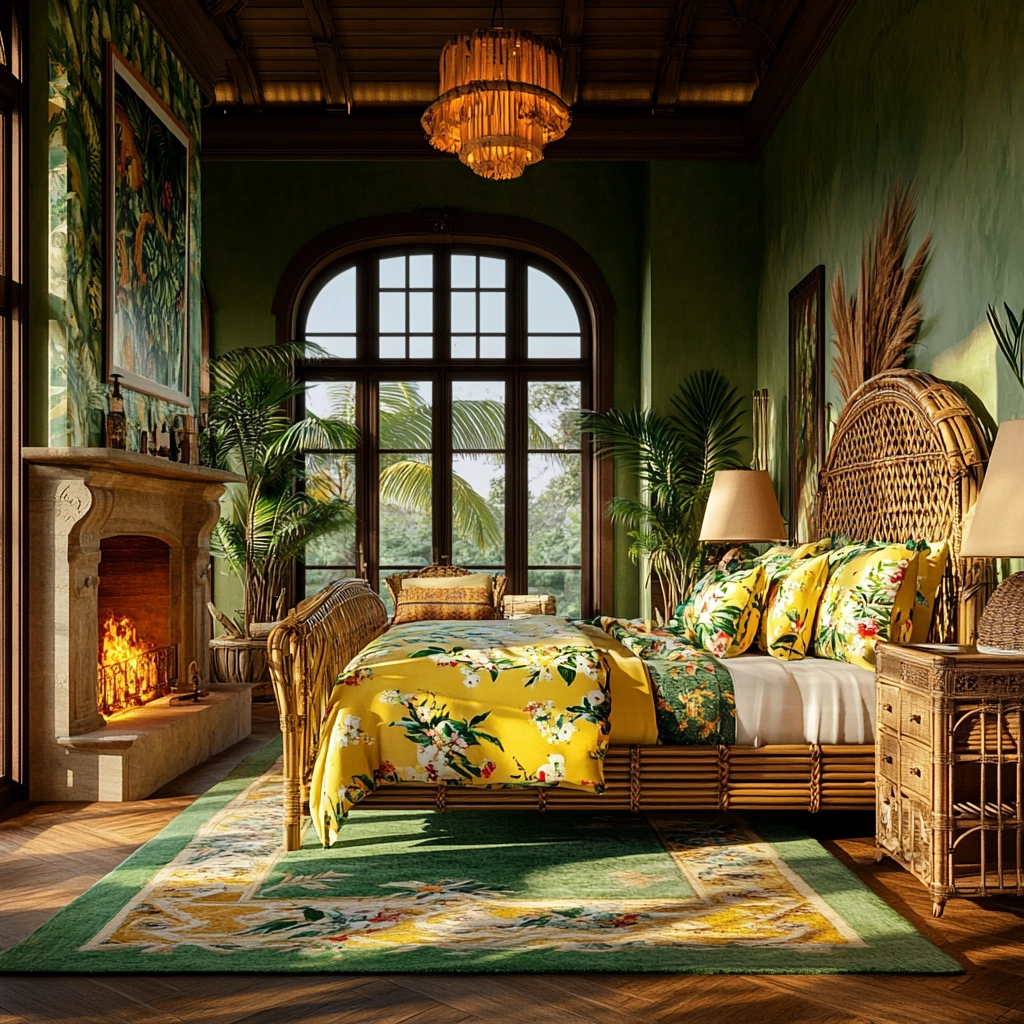 farmhouse bedroom with fireplace 37