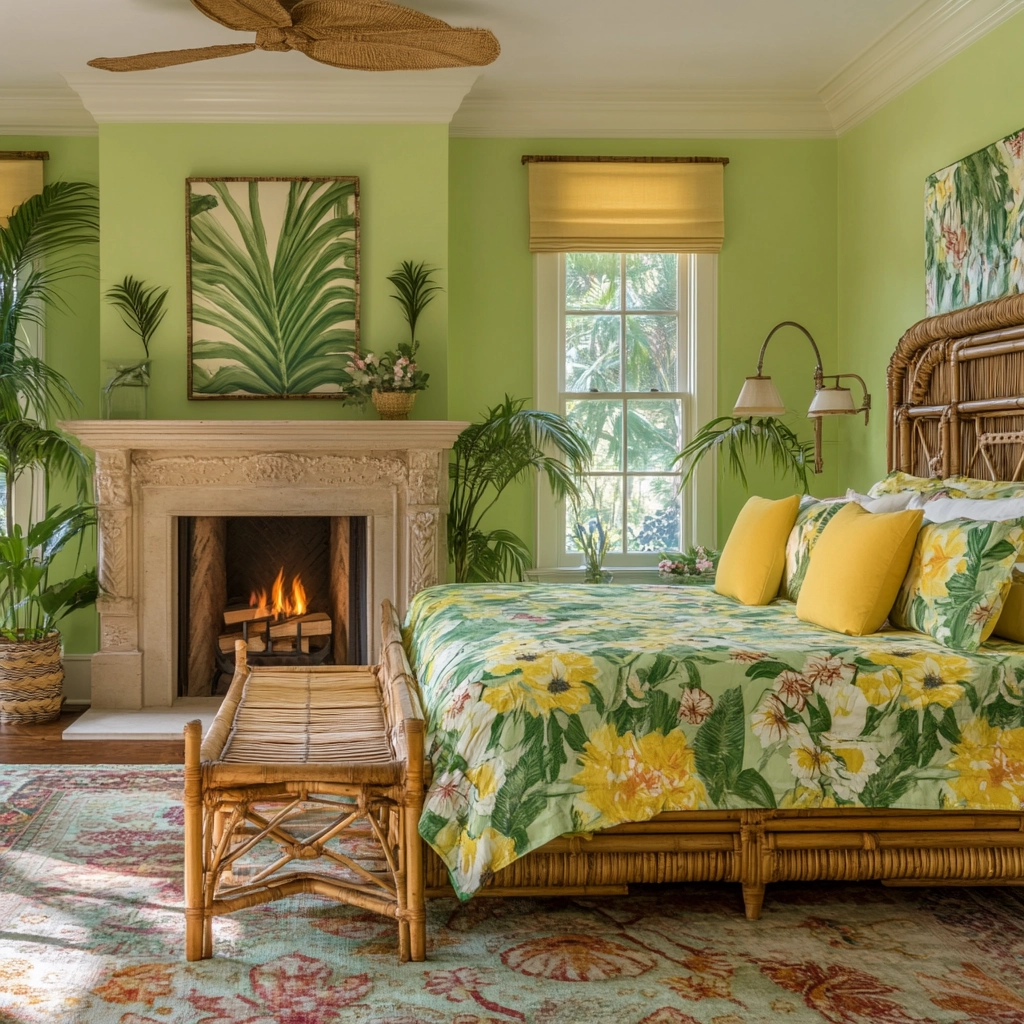farmhouse bedroom with fireplace 38