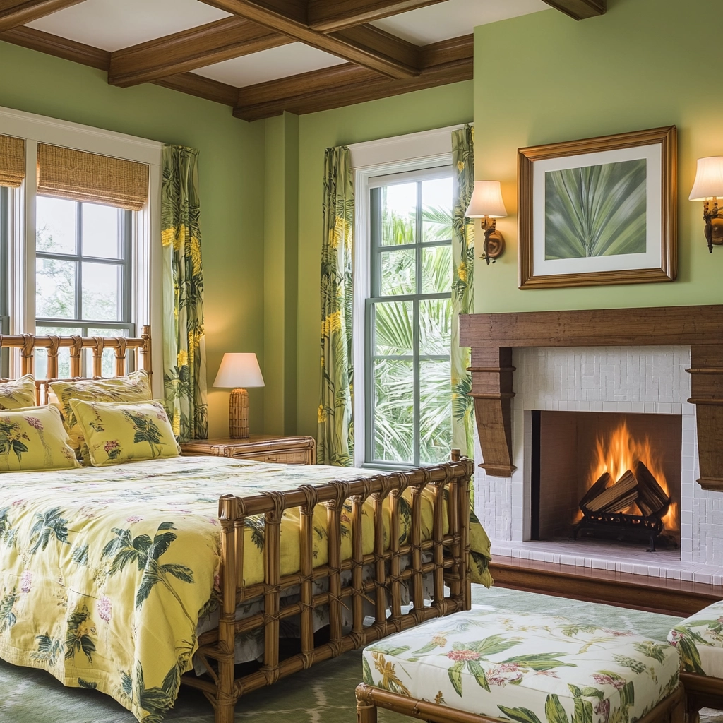 farmhouse bedroom with fireplace 39