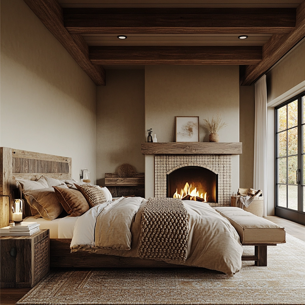 farmhouse bedroom with fireplace 4