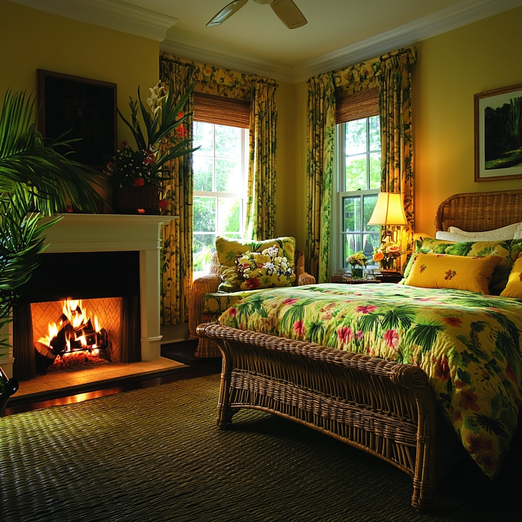 farmhouse bedroom with fireplace 40