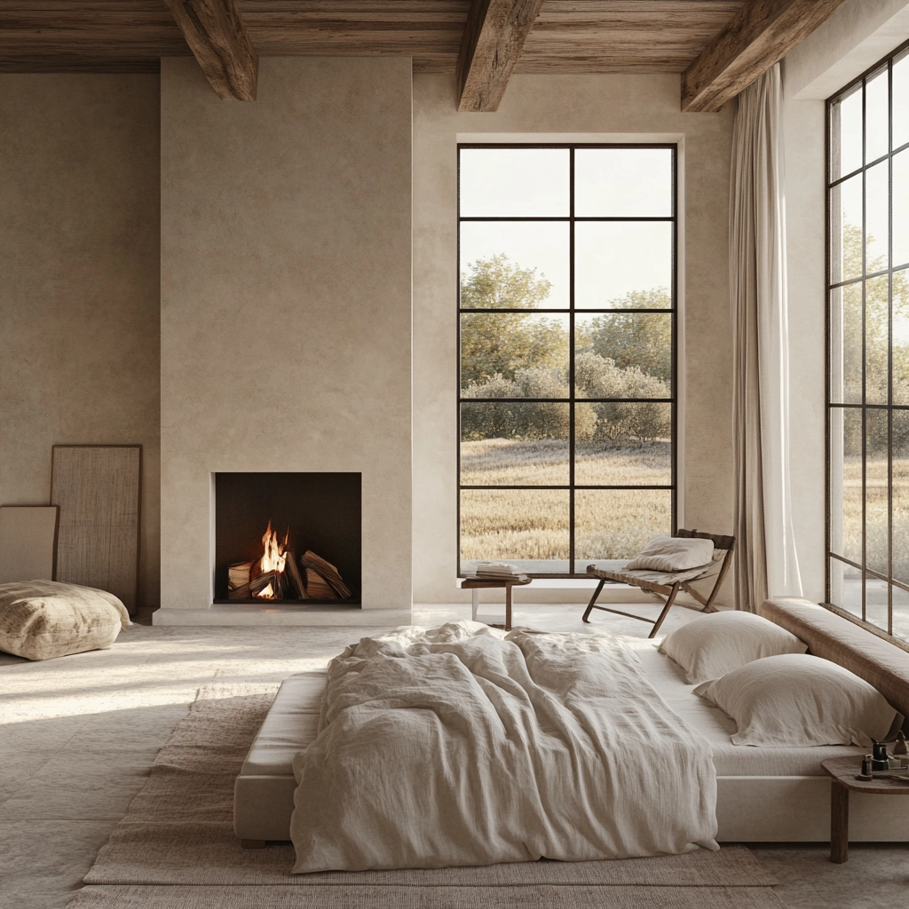 farmhouse bedroom with fireplace 5