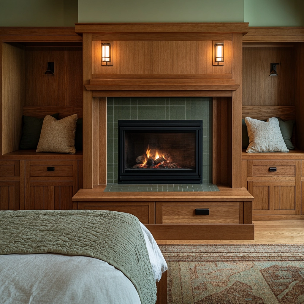 farmhouse bedroom with fireplace 57