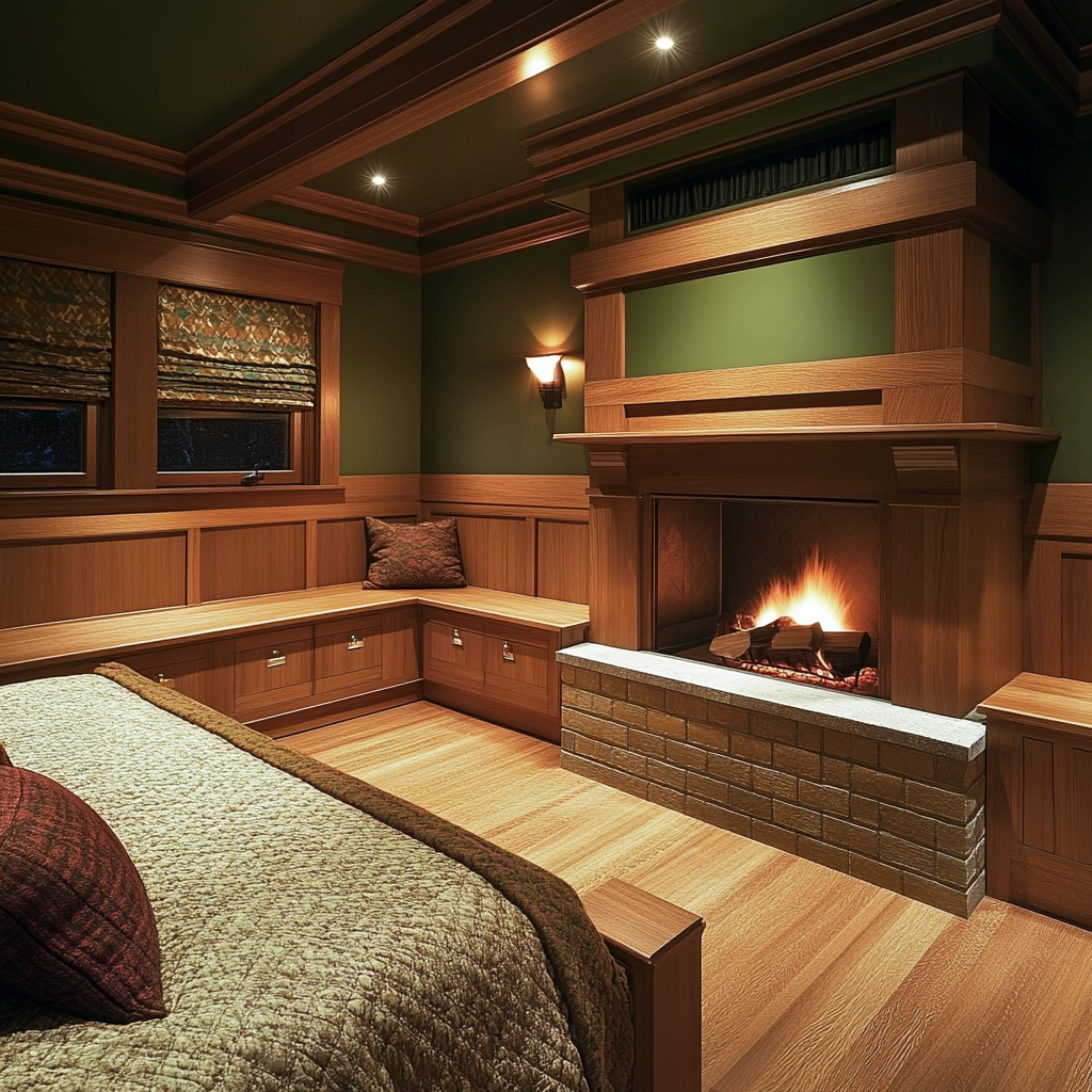 farmhouse bedroom with fireplace 58