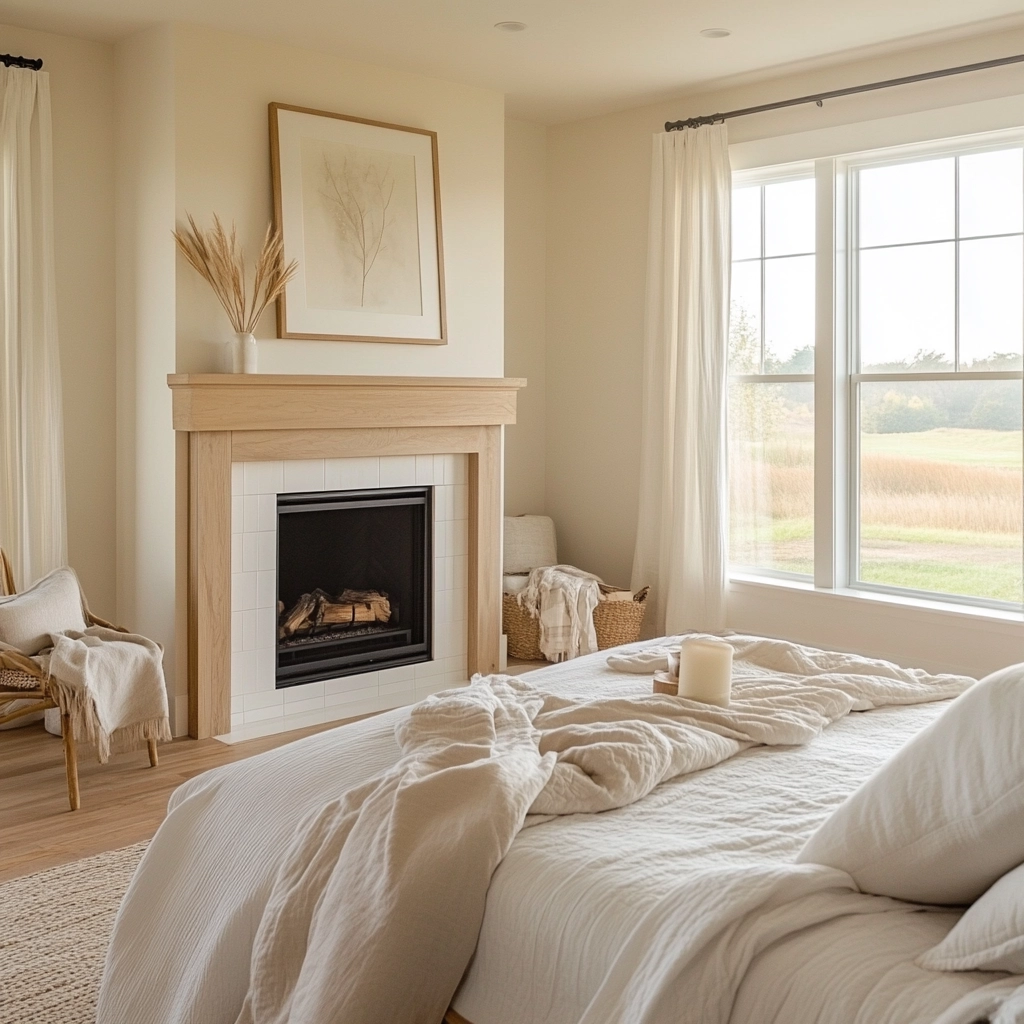 farmhouse bedroom with fireplace 61