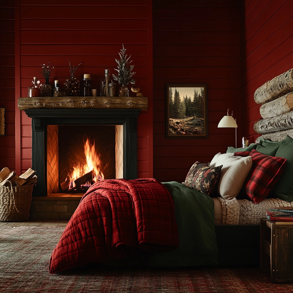 farmhouse bedroom with fireplace 65