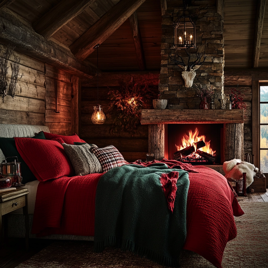 farmhouse bedroom with fireplace 67