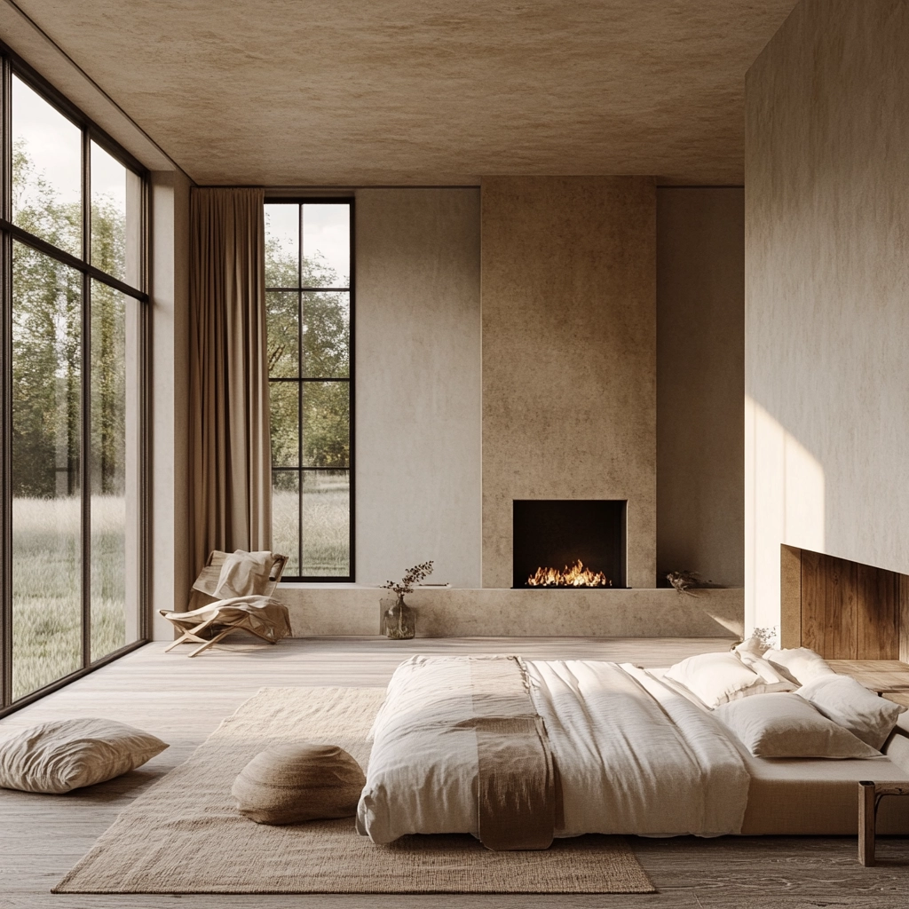 farmhouse bedroom with fireplace 7