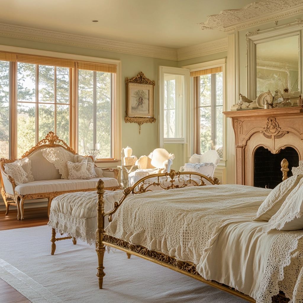 farmhouse bedroom with fireplace 71