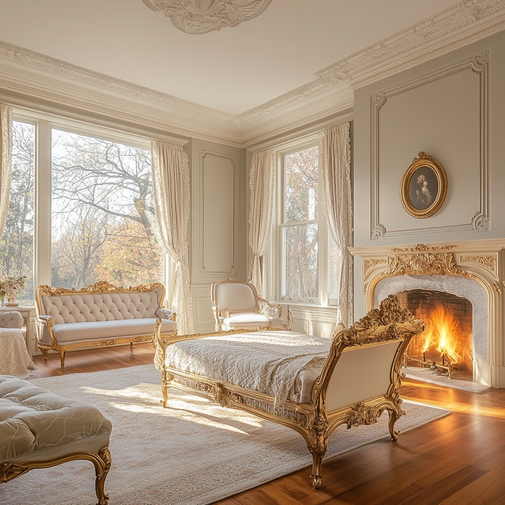 farmhouse bedroom with fireplace 72