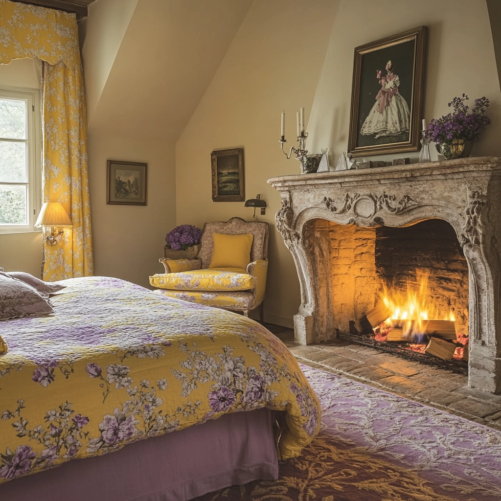 farmhouse bedroom with fireplace 75