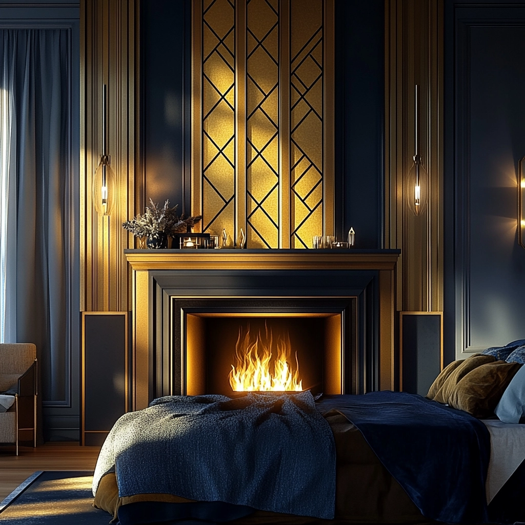 farmhouse bedroom with fireplace 77