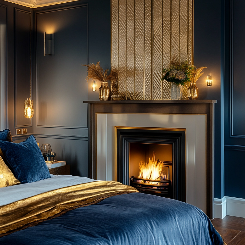 farmhouse bedroom with fireplace 79