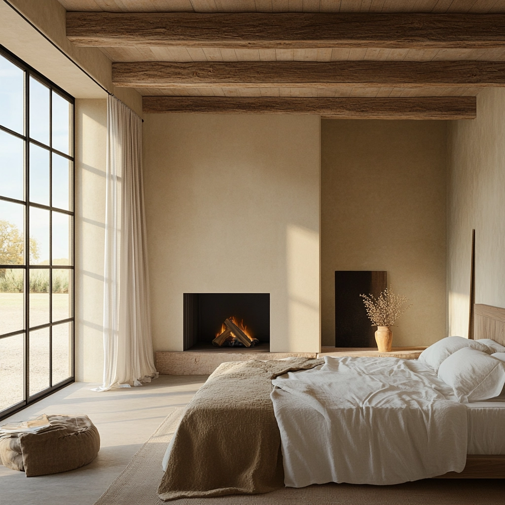 farmhouse bedroom with fireplace 8