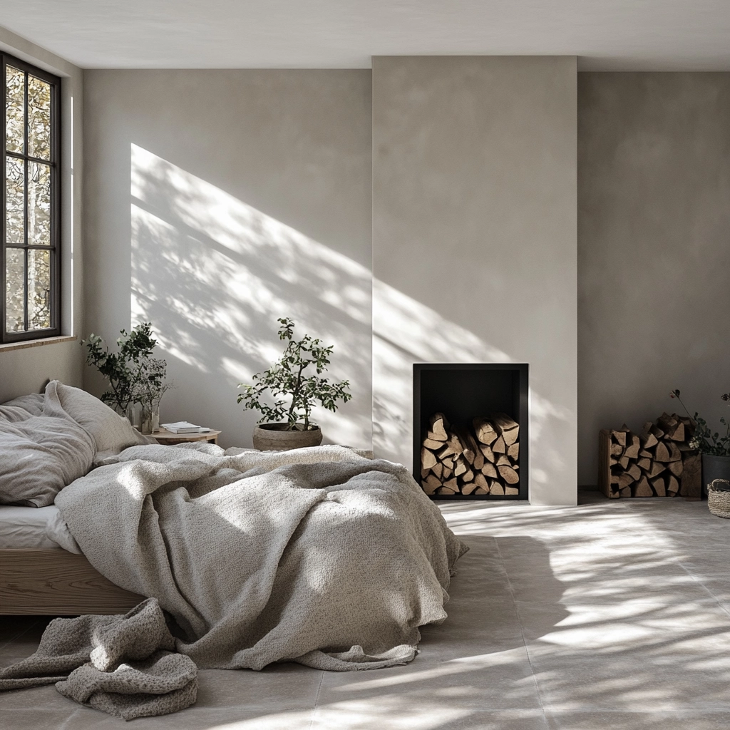 farmhouse bedroom with fireplace 9