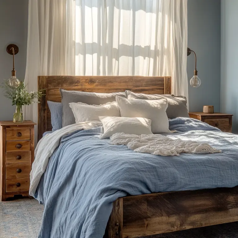 farmhouse blue bedroom 1