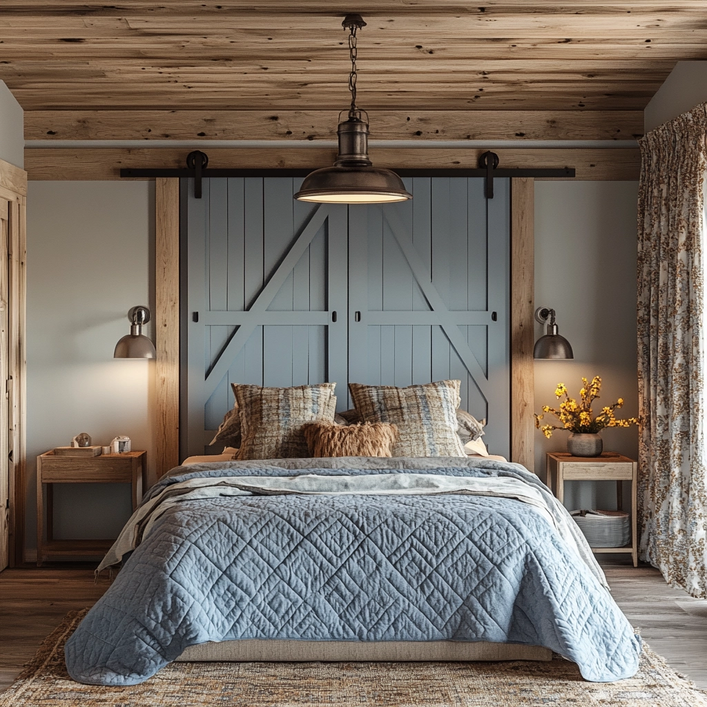 farmhouse blue bedroom 30