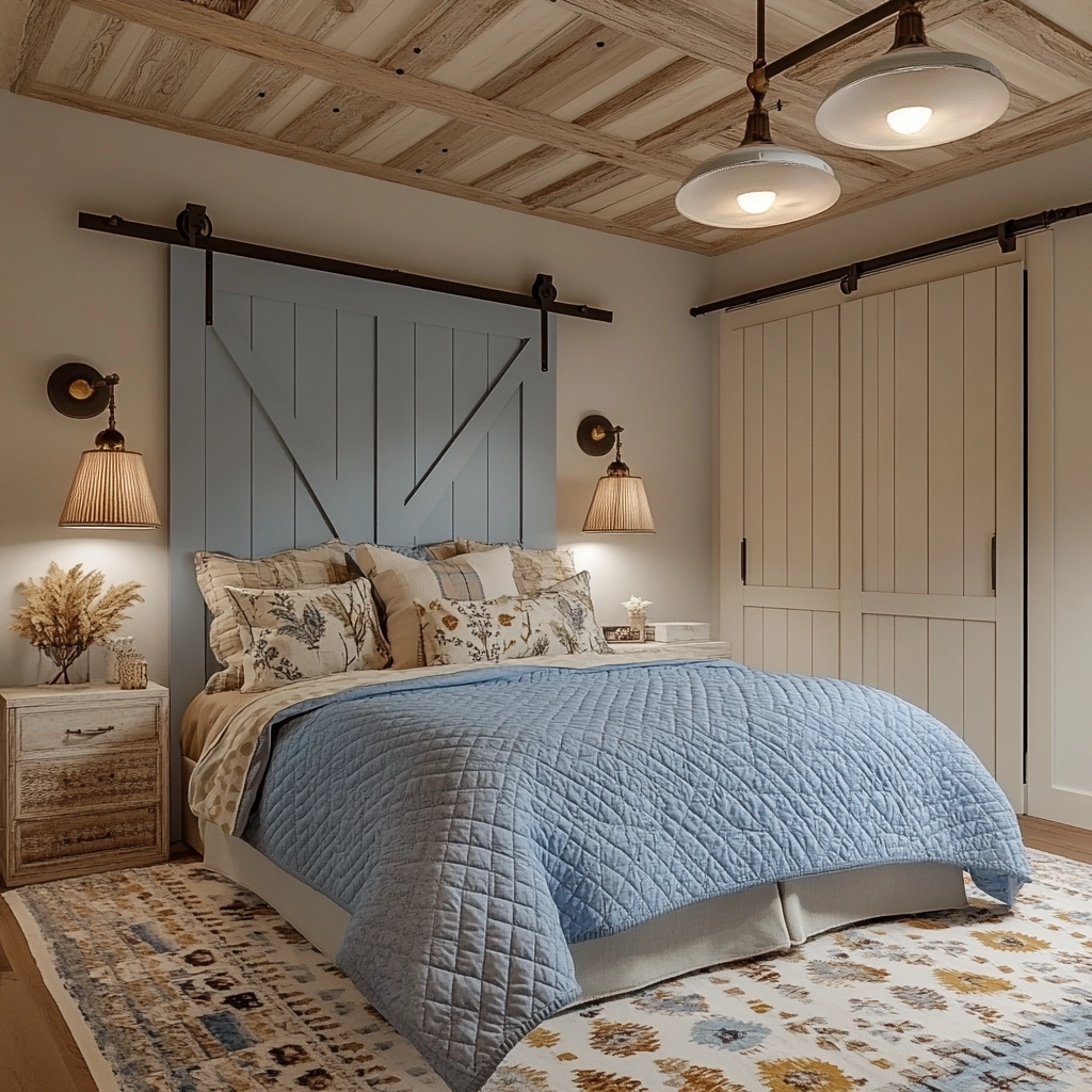 farmhouse blue bedroom 31