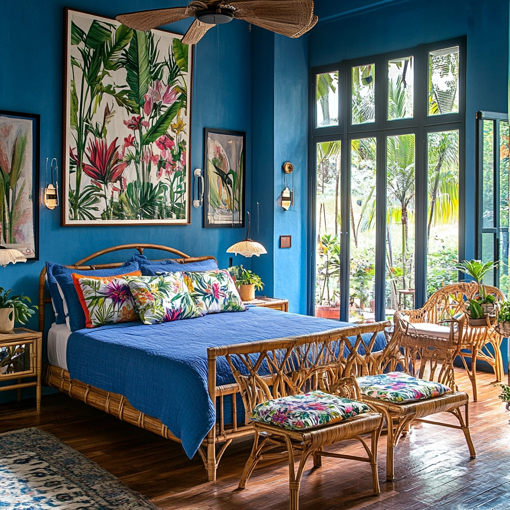 farmhouse blue bedroom 34