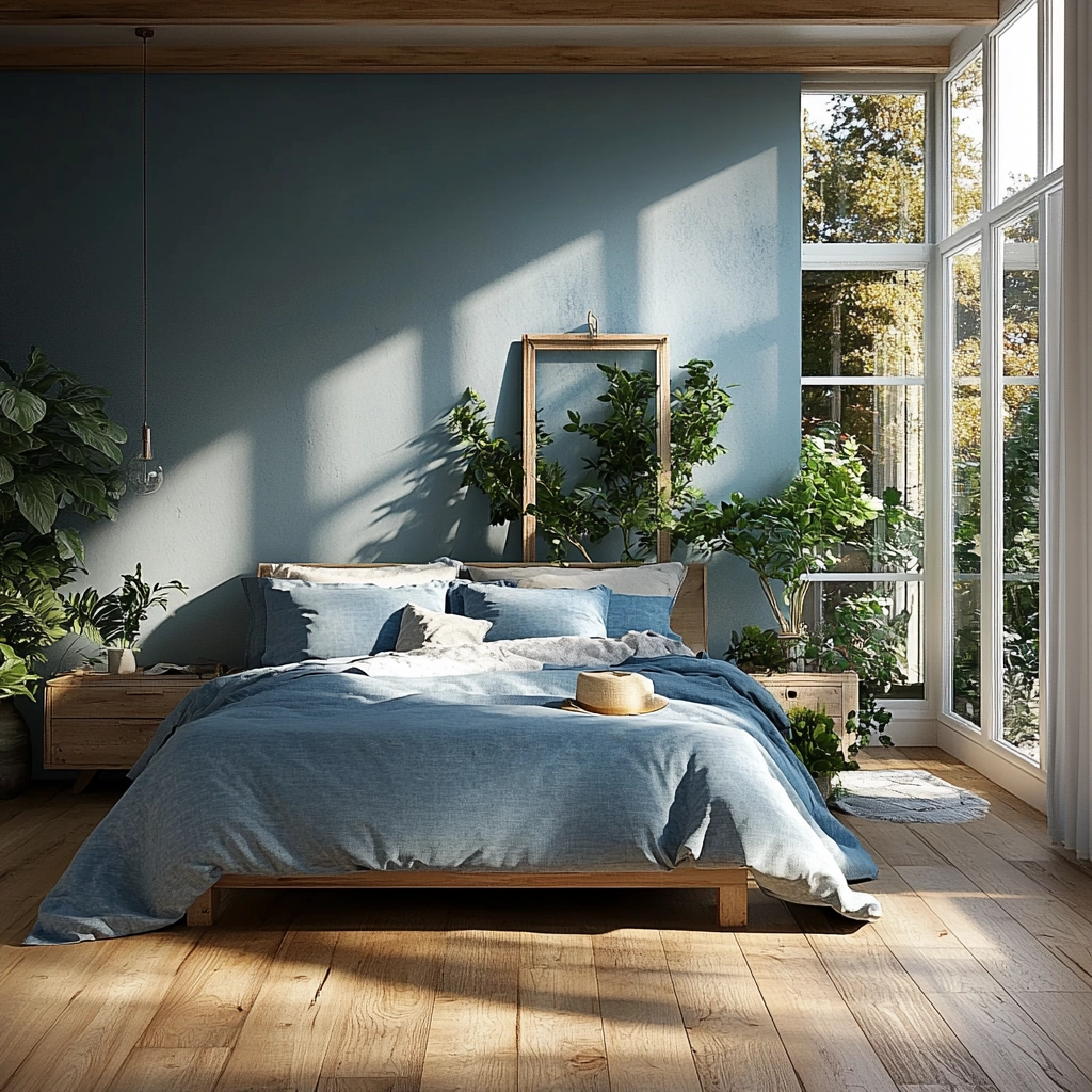 farmhouse blue bedroom 41