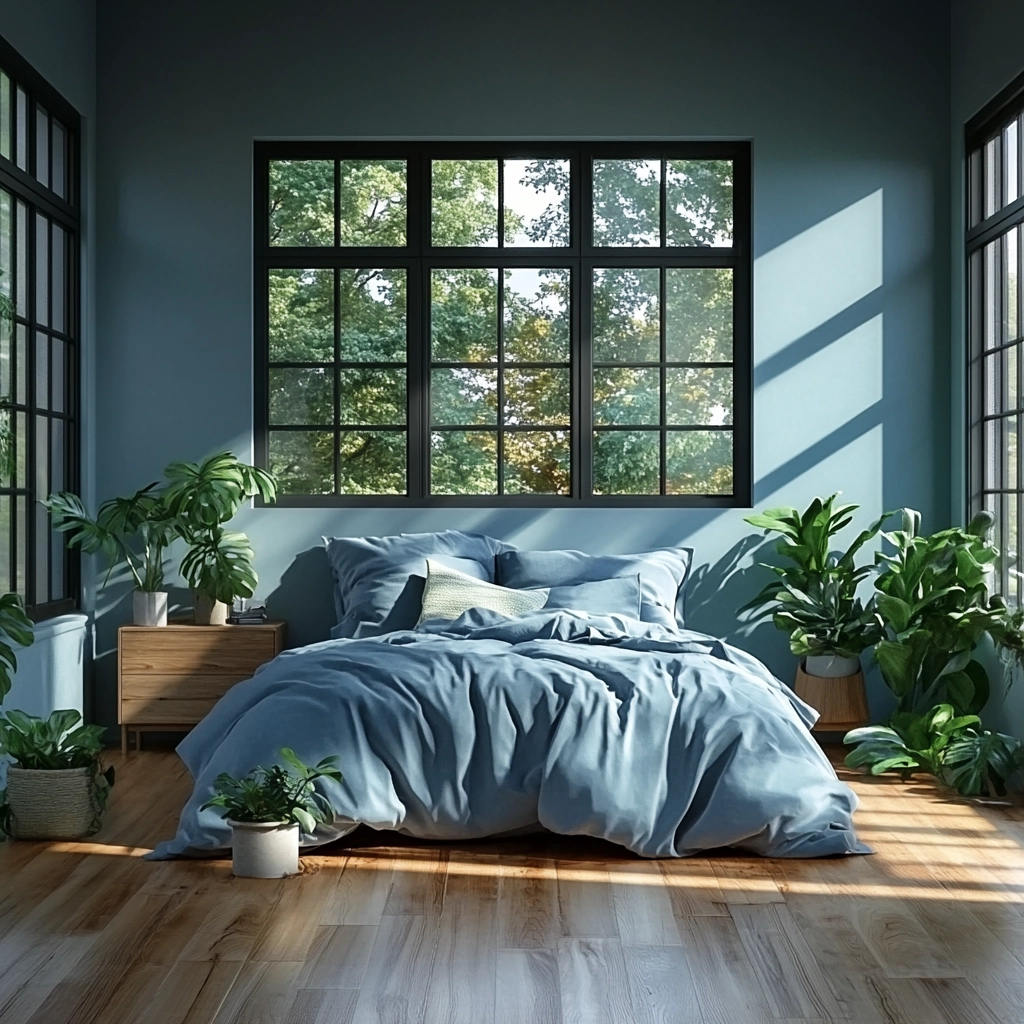 farmhouse blue bedroom 42