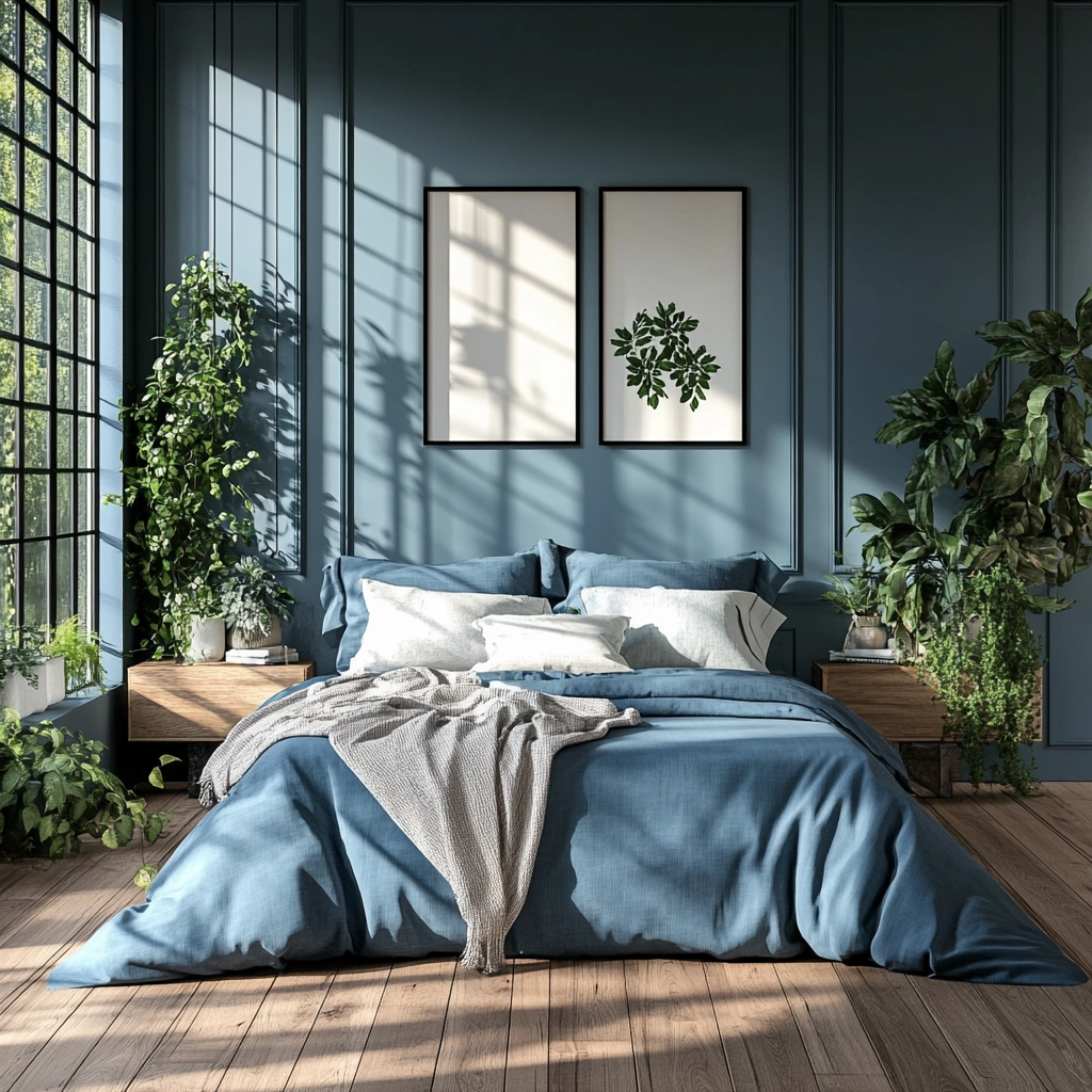 farmhouse blue bedroom 43